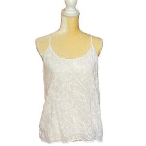 Loft White Embroidered Tank